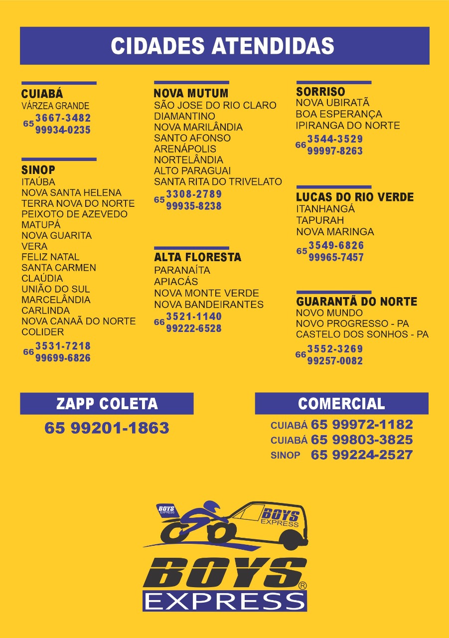 Cidades Atendidas Boys Express